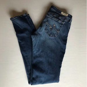 AG Adriano Goldschmied The Legging Super Skinny Distressed Ankle Jeans Size 29
